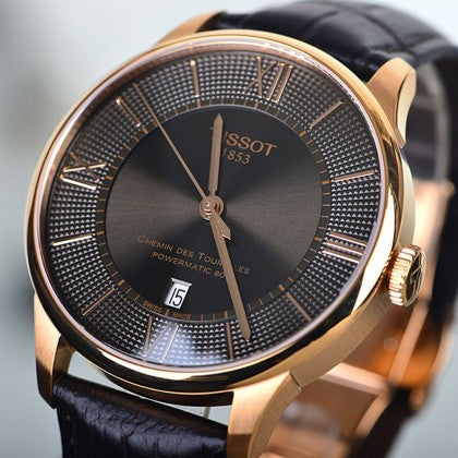 Tissot Chemin des Tourelles Powermatic 80 Brown Dial Brown Leather Strap Watch for Men - T099.407.36.448.00 Buy Now By Tissot