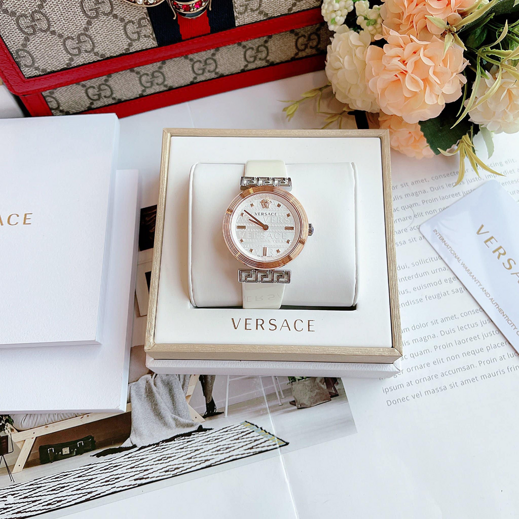 Versace Greca White Dial White Leather Strap Watch for Women - VELW00120 Buy Now By Versace