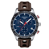 Tissot PRS 516 Chronograph Blue Dial Brown Leather Strap Watch For Men - T100.417.16.041.00 Buy Now By Tissot
