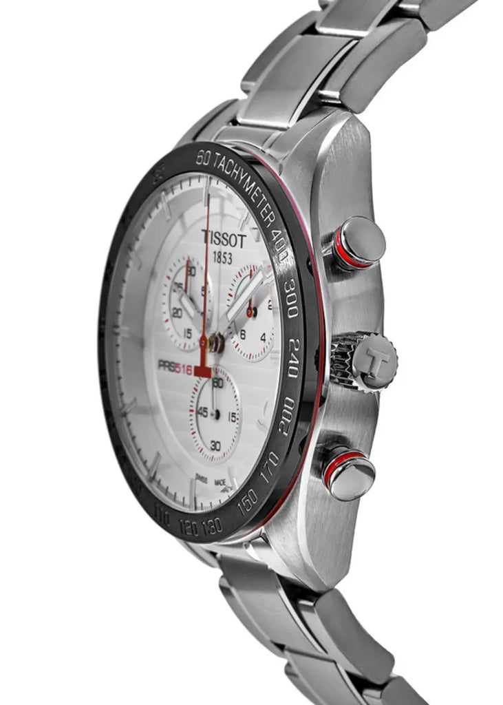 Tissot T Sport PRS 516 Chronograph White Dial Silver Steel Strap Watch For Men - T100.417.11.031.00 Buy Now By Tissot