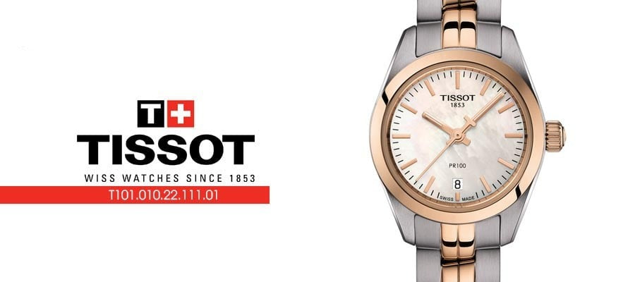 Tissot T Classic PR100 Mother of Pearl Dial Two Tone Steel Strap Watch for Women - T101.010.22.111.01 Buy Now By Tissot