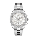 Tissot PR 100 Sport Chic Chronograph Diamonds Mother of Pearl Dial Silver Steel Strap Watch for Women - T101.917.11.116.00 Buy Now By Tissot