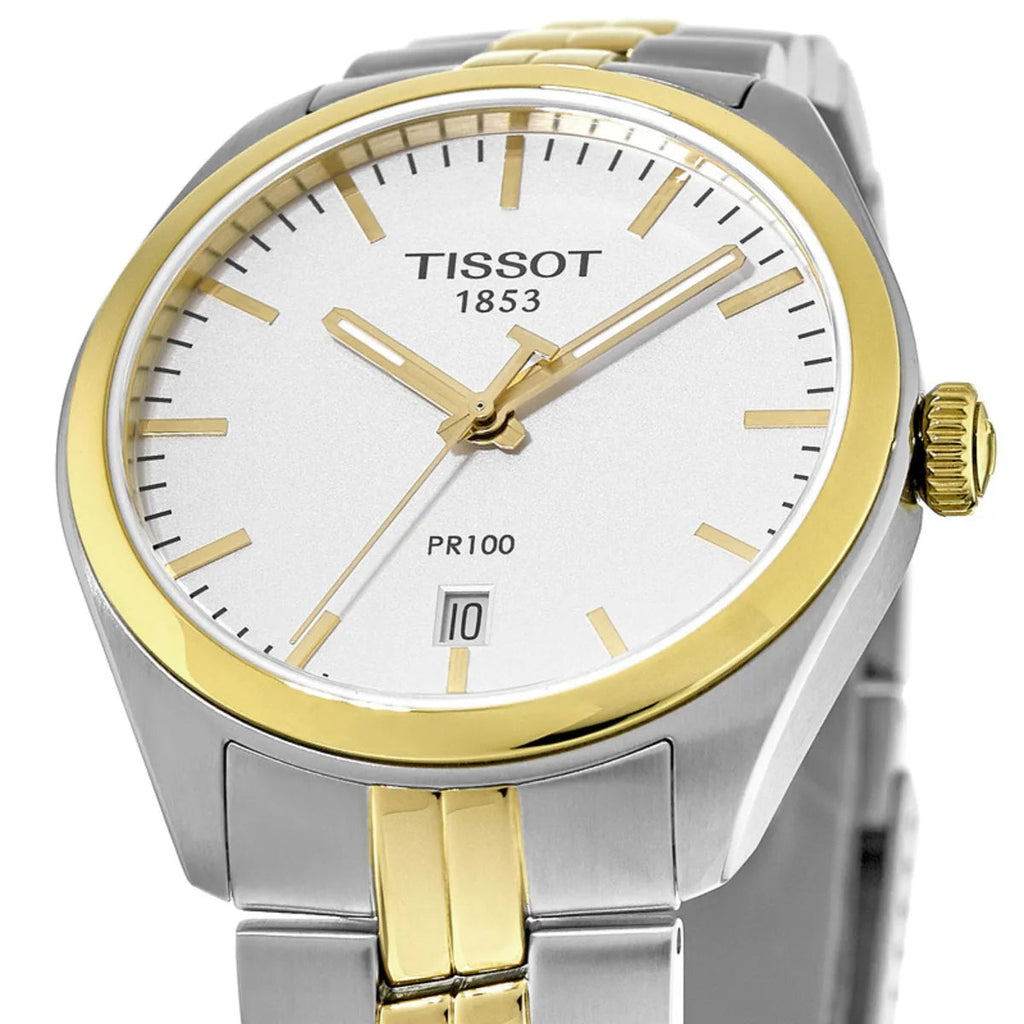 Tissot T Classic PR 100 White Dial Two Tone Steel Strap Watch for Men - T101.410.22.031.00 Buy Now By Tissot