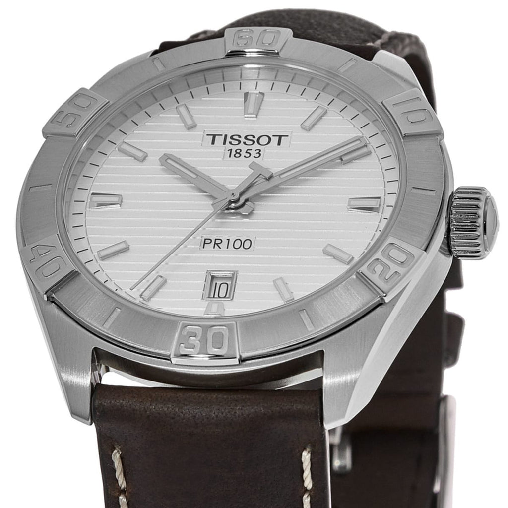 Tissot PR 100 Sport Silver Dial Brown Leather Strap Watch For Men - T101.610.16.031.00 Buy Now By Tissot