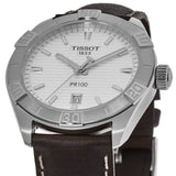 Tissot PR 100 Sport Silver Dial Brown Leather Strap Watch For Men - T101.610.16.031.00 Buy Now By Tissot