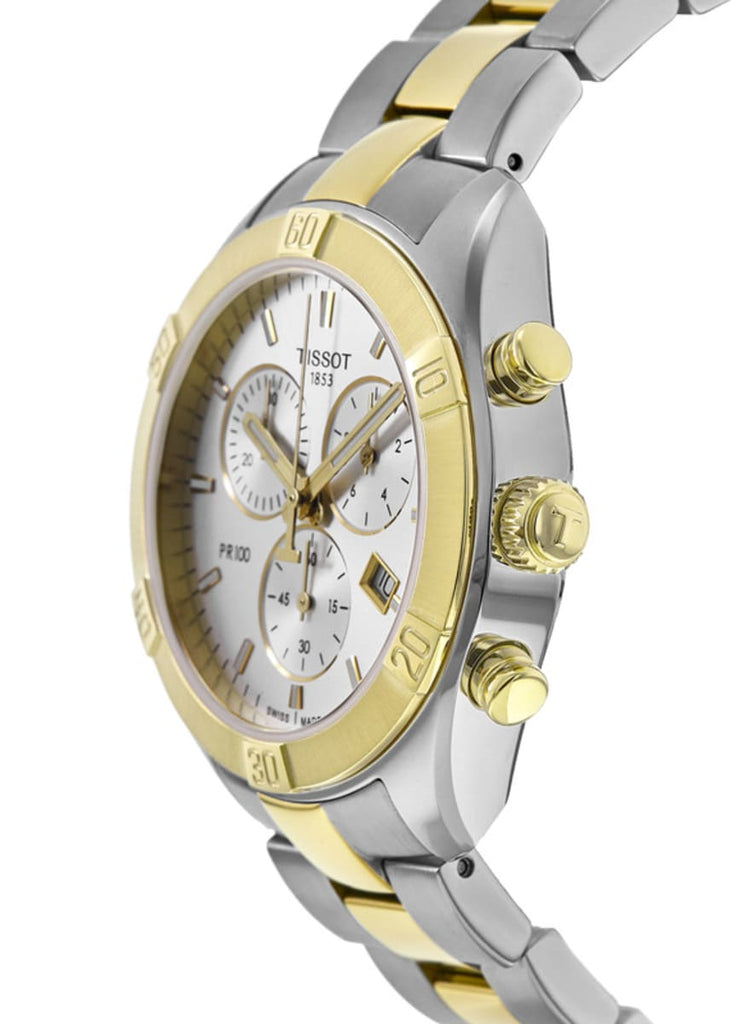 Tissot PR 100 Sport Chic Chronograph Silver Dial Two Tone Steel Strap Watch For Women - T101.917.22.031.00 Buy Now By Tissot