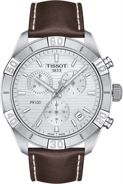 Tissot PR 100 Sport Quartz Chronograph Silver Dial Brown Leather Strap Watch For Men - T101.617.16.031.00 Buy Now By Tissot