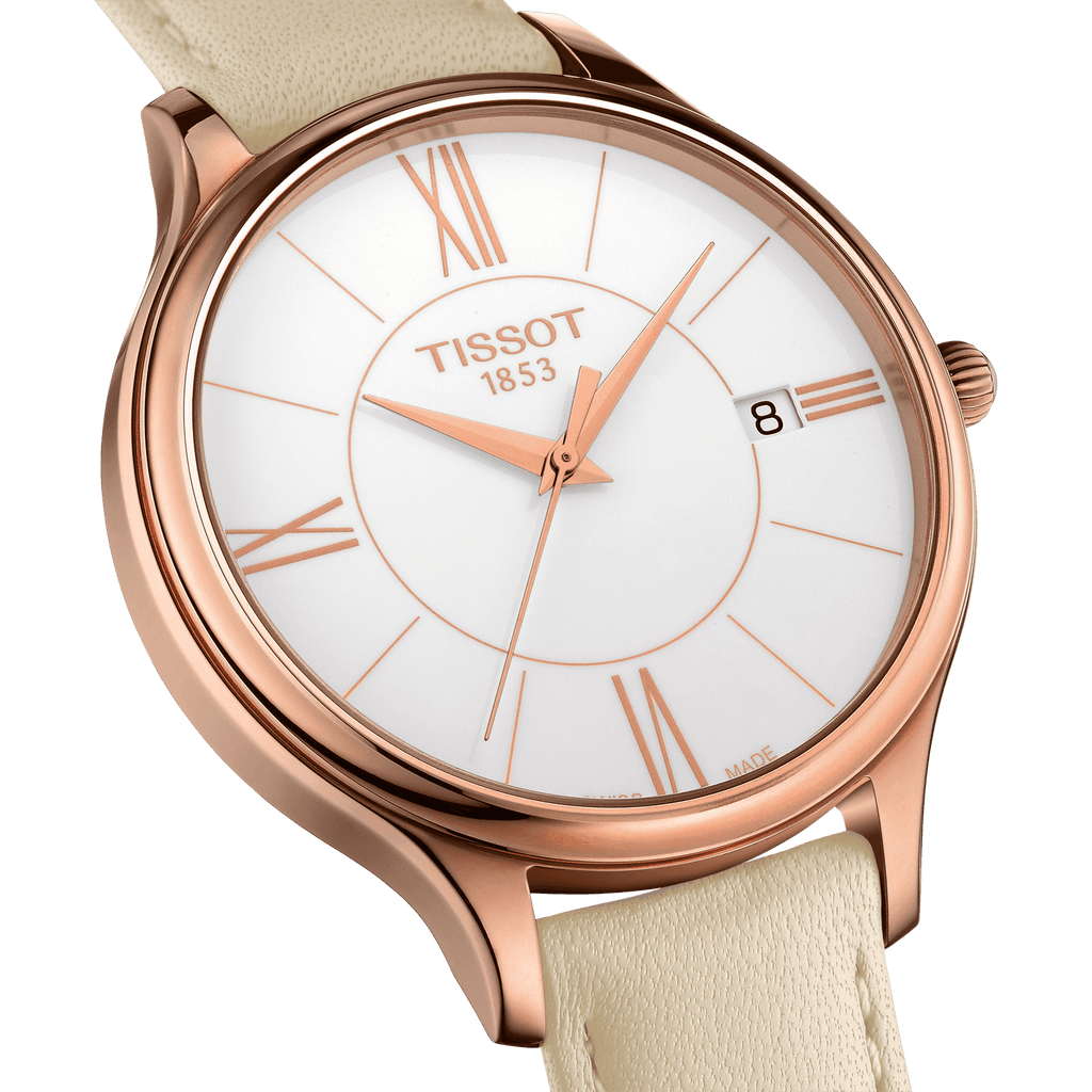 Tissot T Lady Bella Ora Round White Dial Beige Leather Strap Watch For Women - T103.210.36.018.00 Buy Now By Tissot