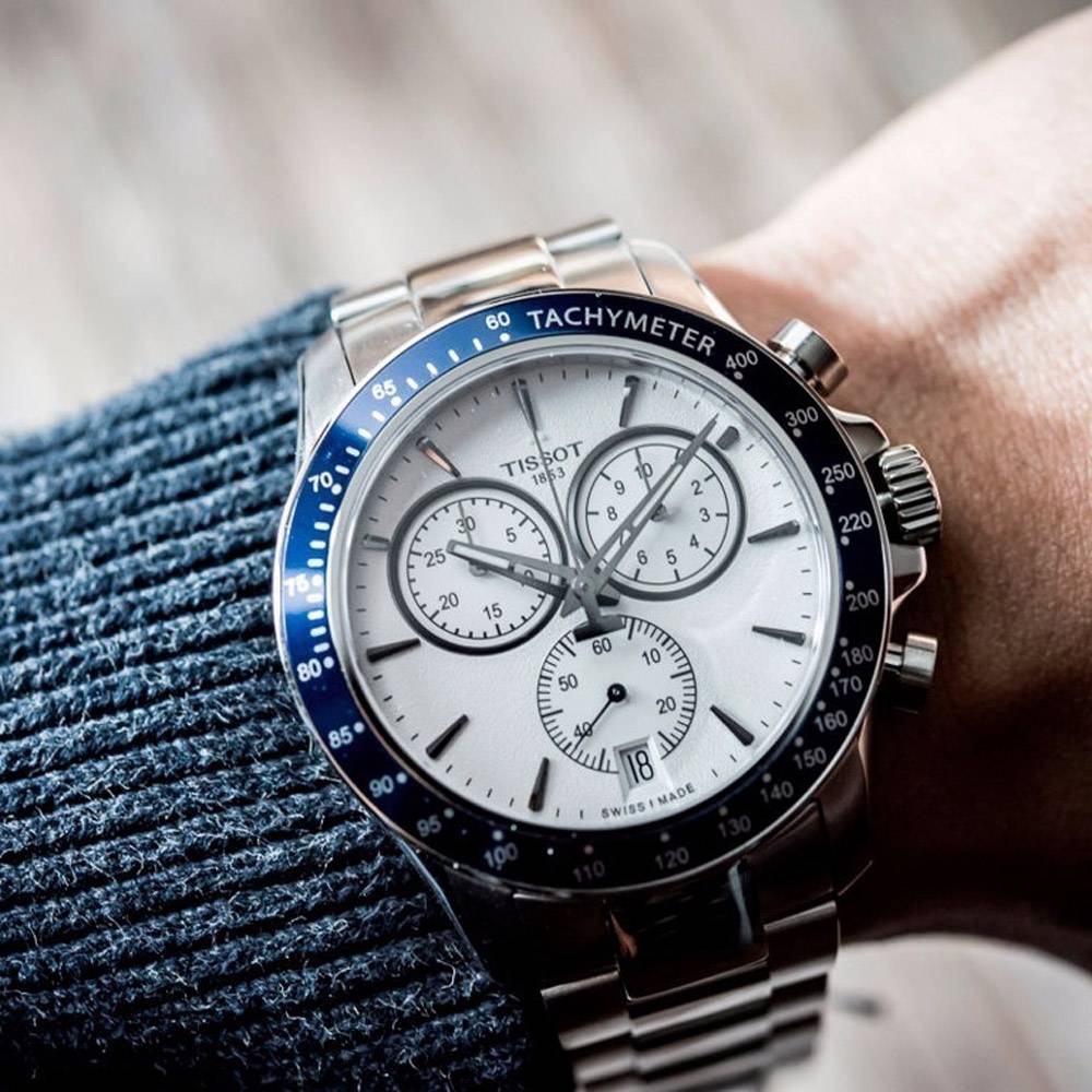 Tissot V8 Quartz T Sport Chronograph White Dial Silver Steel Strap Watch For Men - T106.417.11.031.00 Buy Now By Tissot