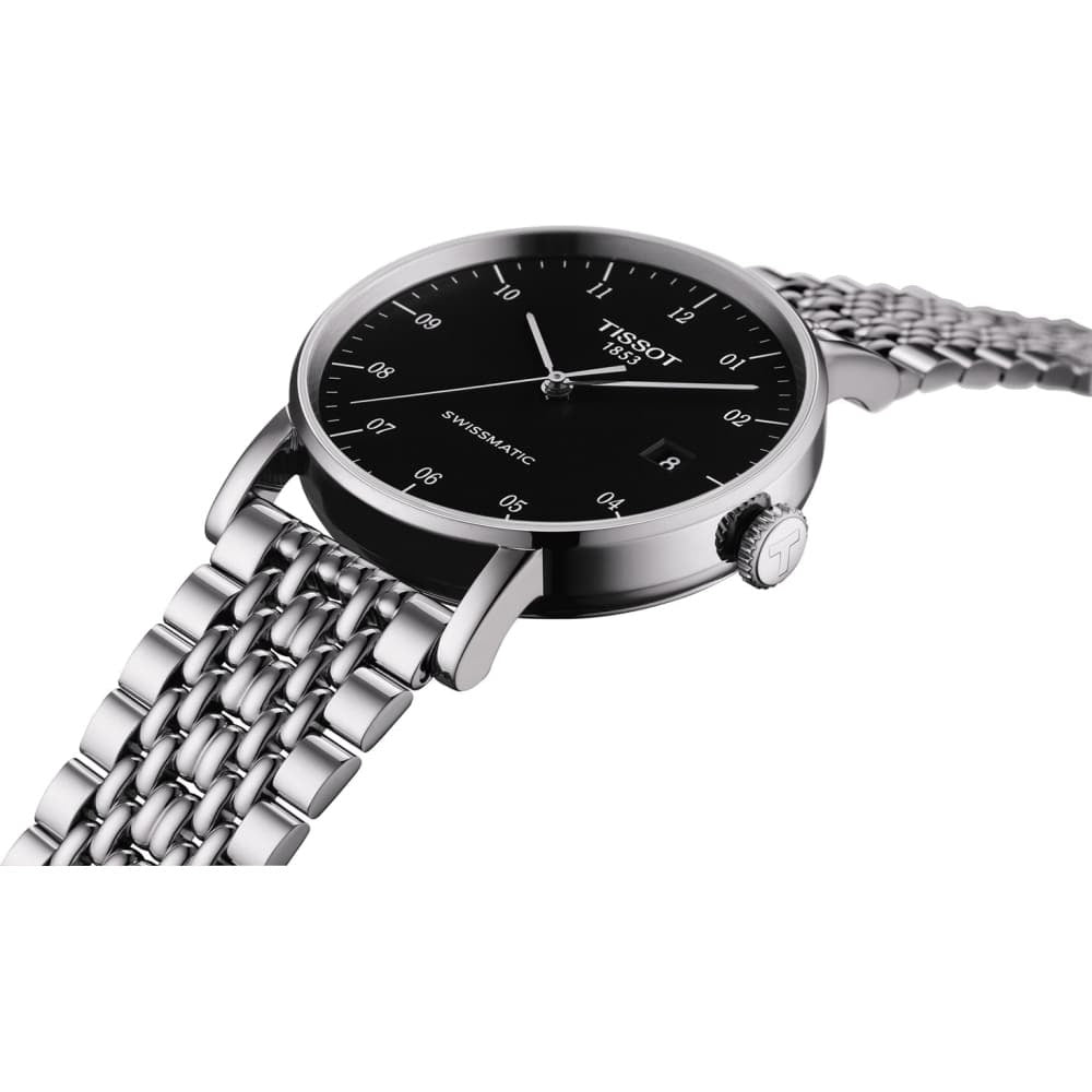 Tissot Everytime Large Black Dial Silver Mesh Bracelet Watch For Men - T109.610.11.077.00 Buy Now By Tissot