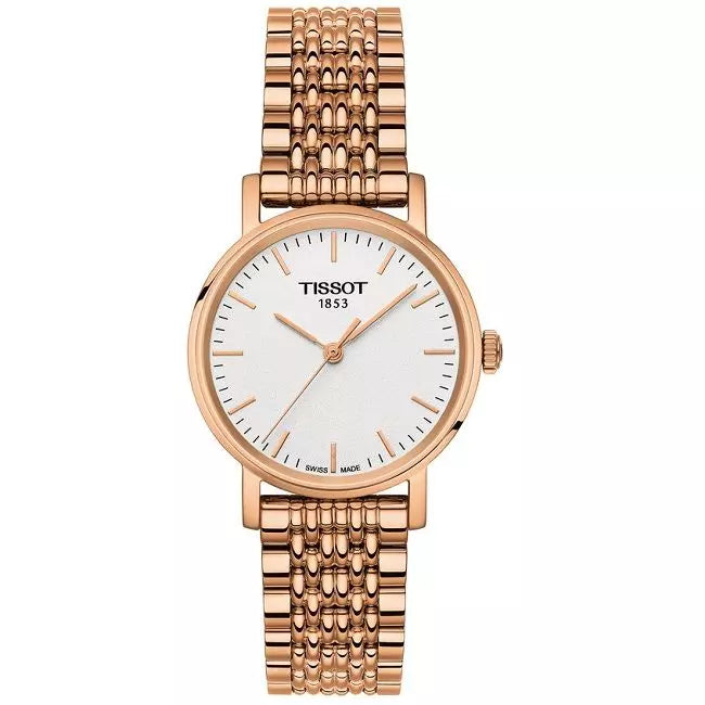 Tissot T Classic Everytime Small White Dial Rose Gold Mesh Bracelet Watch For Women - T109.210.33.031.00 Buy Now By Tissot