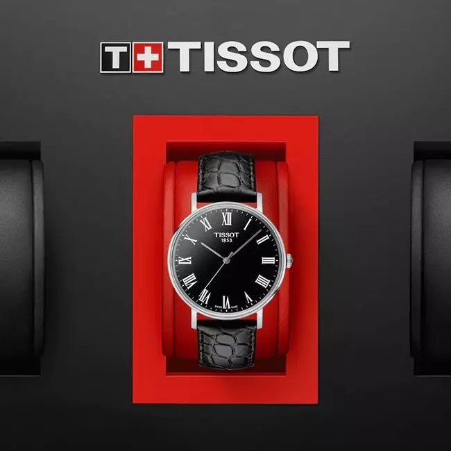 Tissot Everytime Medium Black Dial Black Leather Strap Watch For Men - T109.410.16.053.00 Buy Now By Tissot