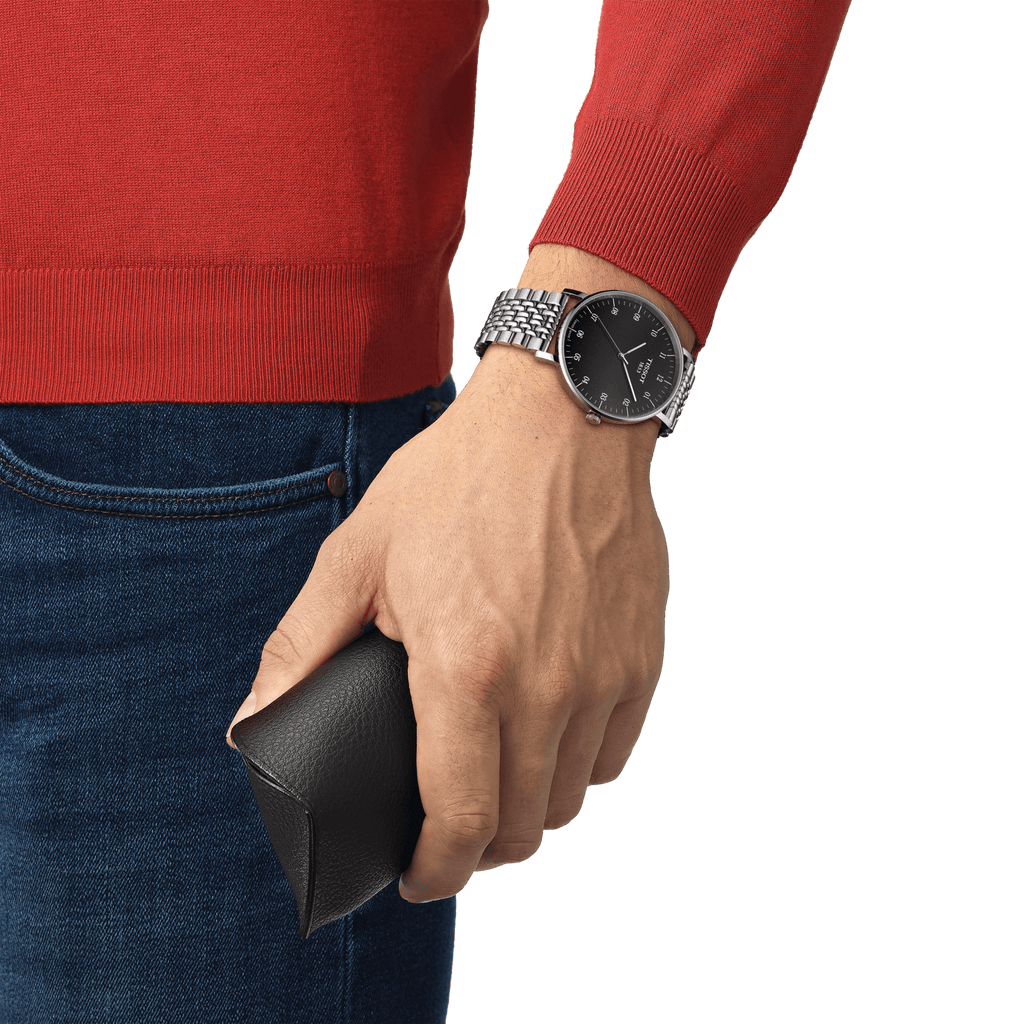 Tissot Everytime Large Black Dial Silver Mesh Bracelet Watch For Men - T109.610.11.077.00 Buy Now By Tissot