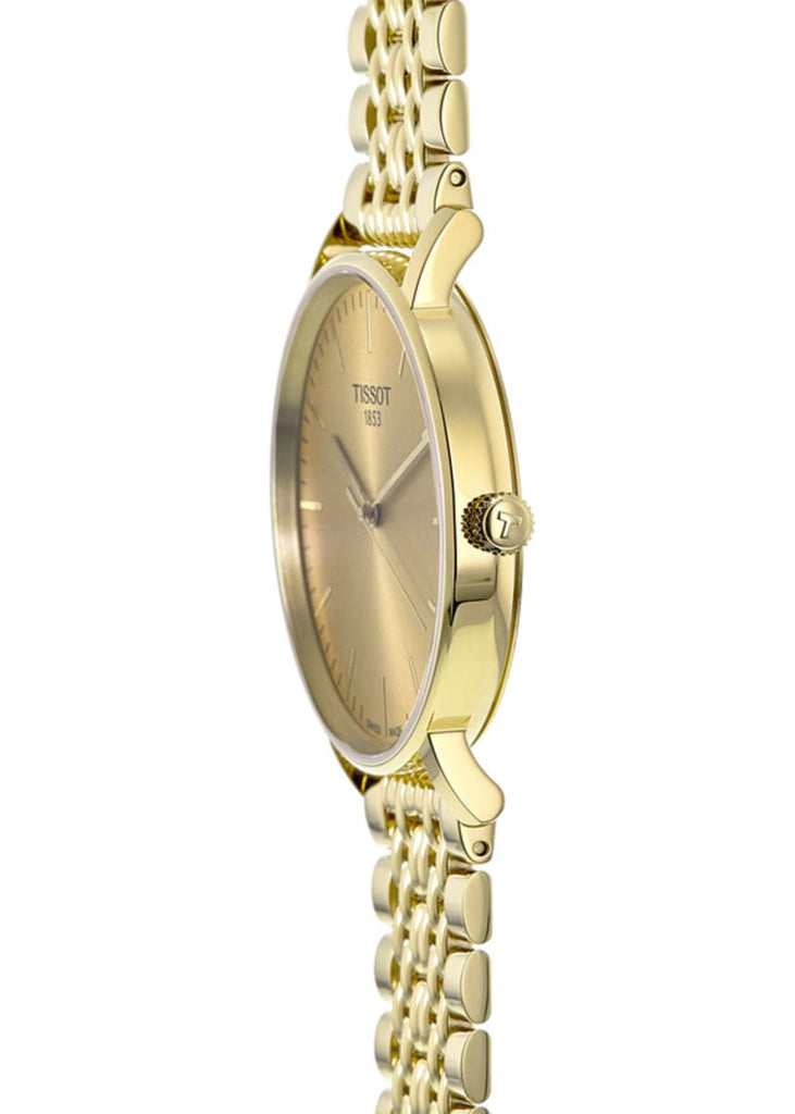 Tissot T Classic Everytime Medium Gold Dial Gold Mesh Bracelet Watch For Men - T109.410.33.021.00 Buy Now By Tissot
