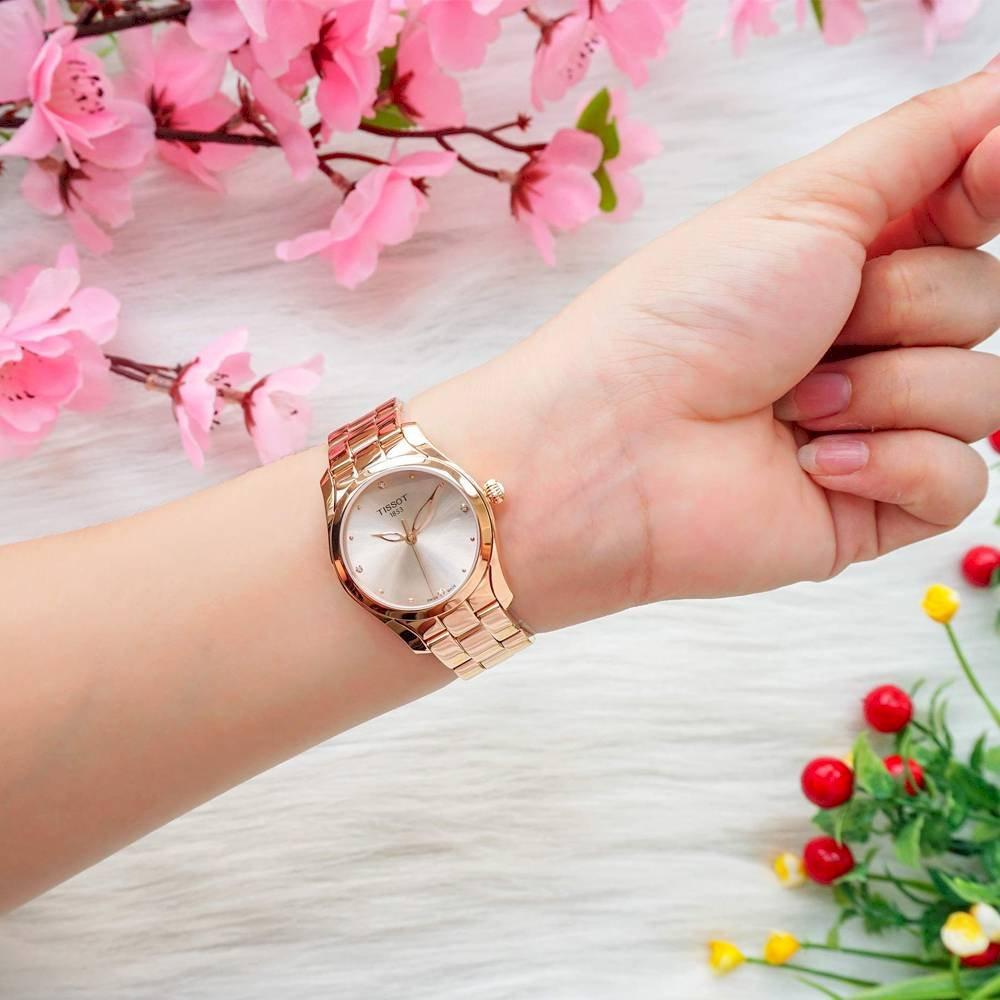 Tissot T Wave Rose Gold Dial Rose Gold Steel Strap Watch For Women - T112.210.33.456.00 Buy Now By Tissot