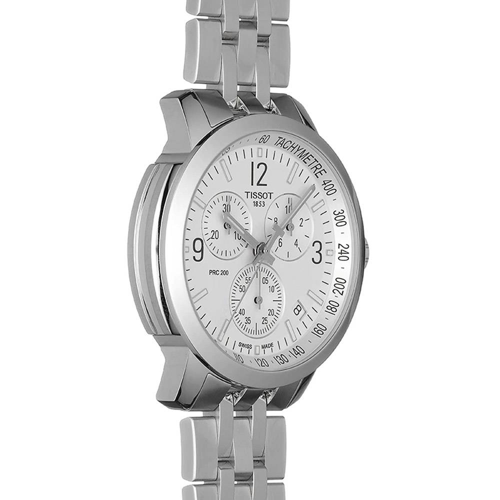 Tissot T Sport PRC 200 Chronograph White Dial Silver Steel Strap Watch For Men - T114.417.11.037.00 Buy Now By Tissot