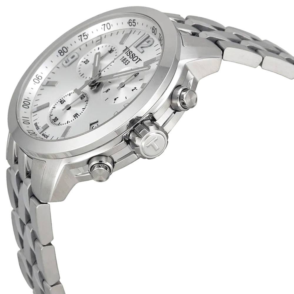 Tissot T Sport PRC 200 Chronograph White Dial Silver Steel Strap Watch For Men - T114.417.11.037.00 Buy Now By Tissot