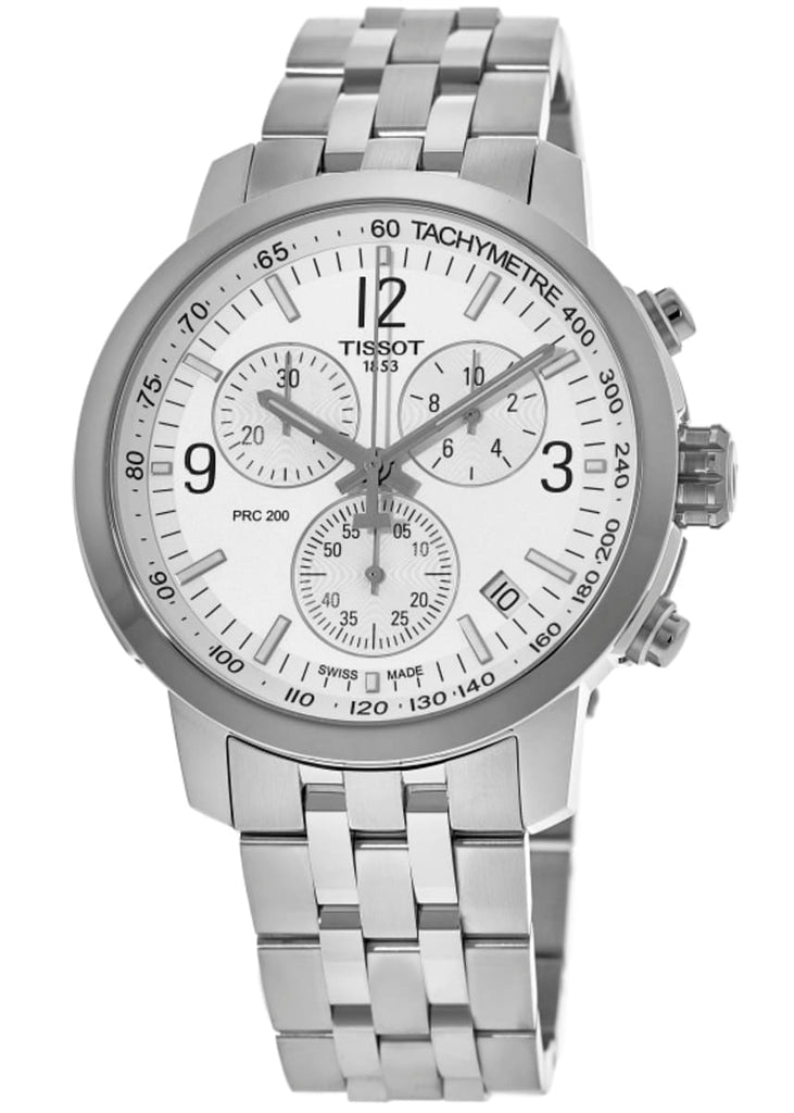 Tissot T Sport PRC 200 Chronograph White Dial Silver Steel Strap Watch For Men - T114.417.11.037.00 Buy Now By Tissot