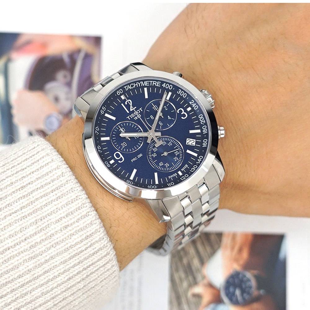 Tissot PRC 200 Chronograph Quartz Blue Dial Silver Steel Strap Watch For Men - T114.417.11.047.00 Buy Now By Tissot