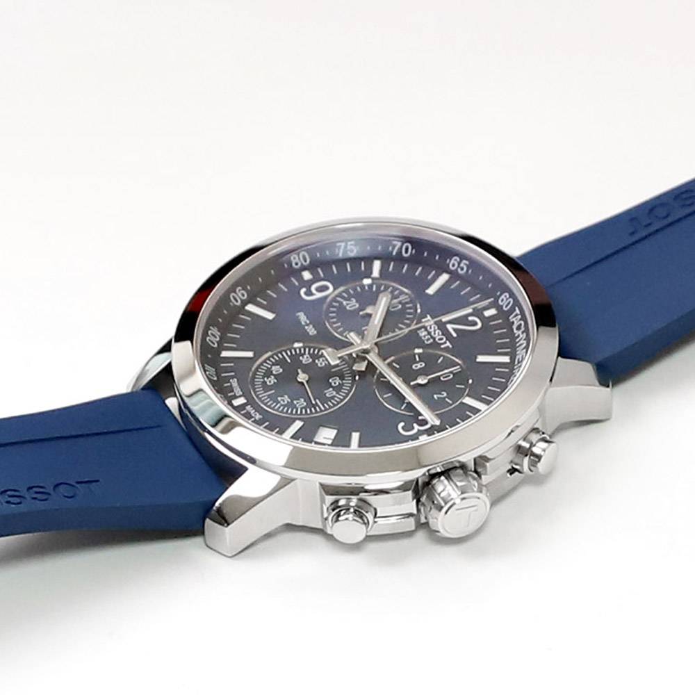 Tissot T Sport PRC 200 Chronograph Blue Rubber Strap Watch For Men - T114.417.17.047.00 Buy Now By Tissot