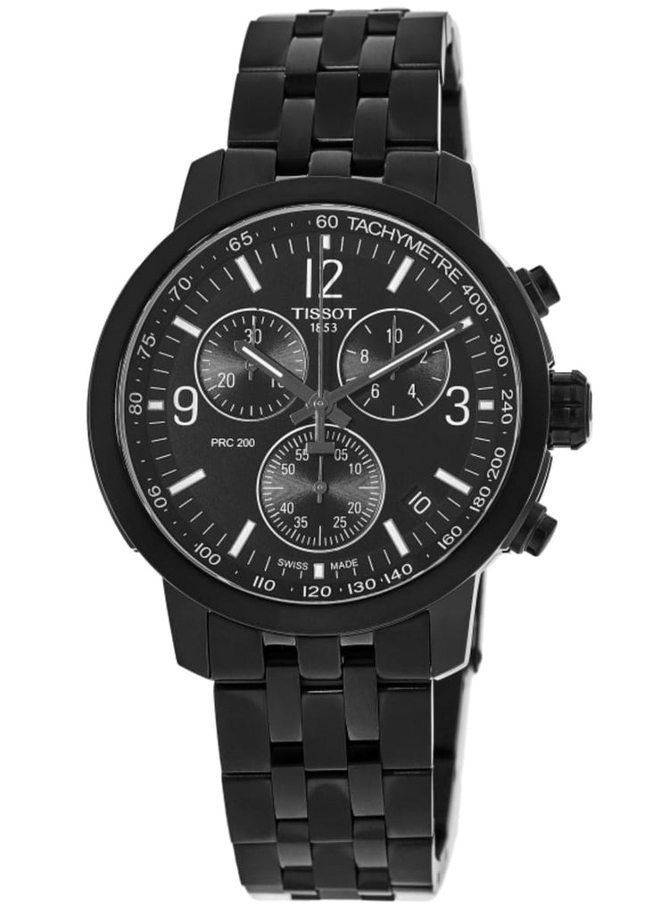 Tissot PRC 200 Chronograph Black Dial Black Steel Strap Watch For Men - T114.417.33.057.00 Buy Now By Tissot