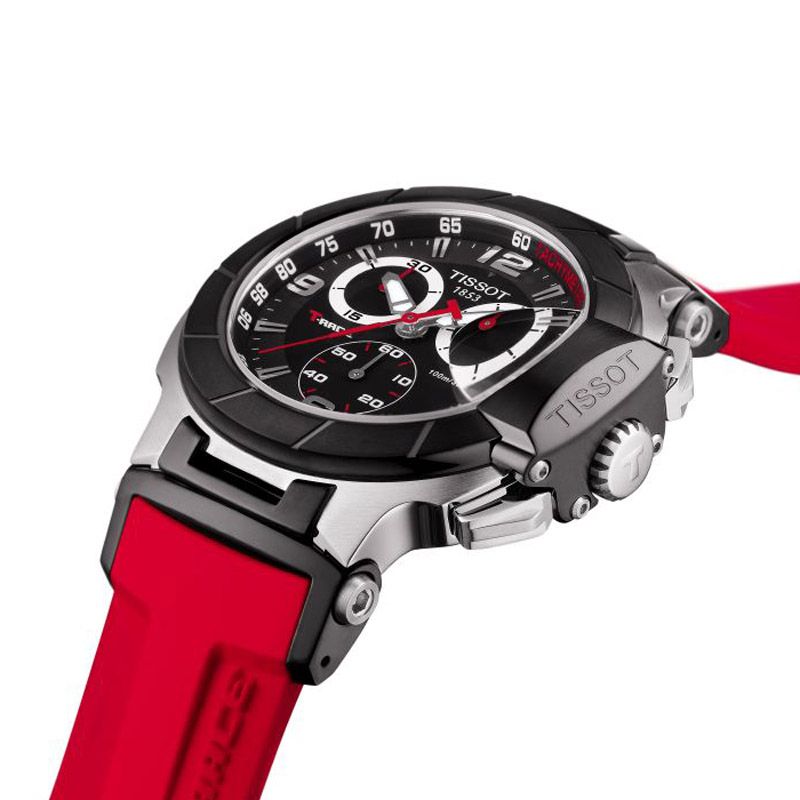 Tissot T Race Chronograph Black Dial Red Silicone Strap Watch For Men - T115.417.27.051.00 Buy Now By Tissot