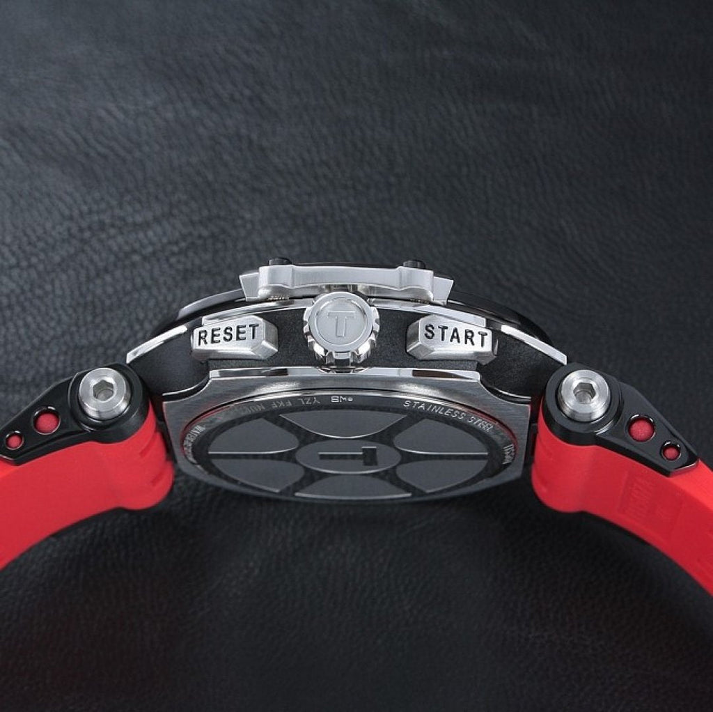 Tissot T Race Chronograph Black Dial Red Silicone Strap Watch For Men - T115.417.27.051.00 Buy Now By Tissot