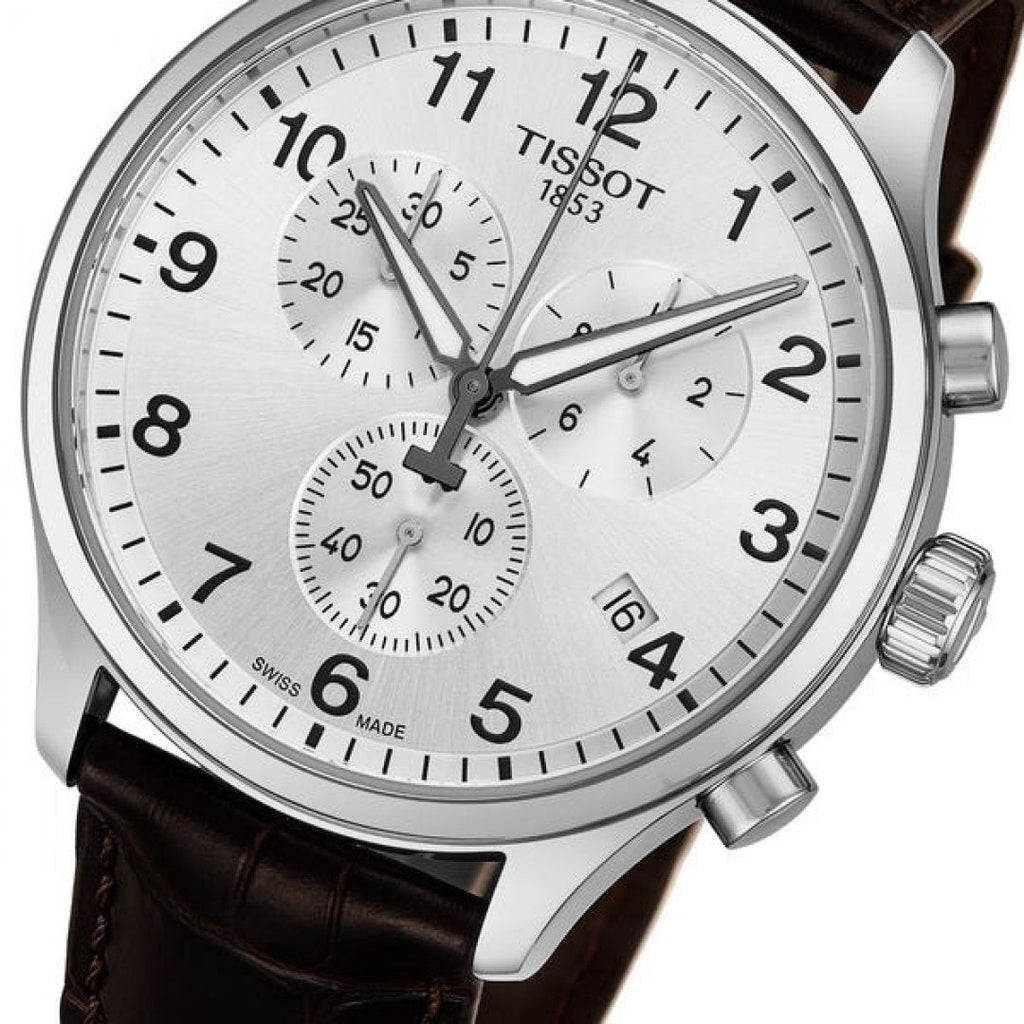 Tissot Chrono XL Silver Dial Brown Leather Strap Watch For Men - T116.617.16.037.00 Buy Now By Tissot