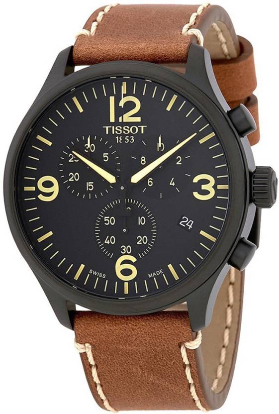 Tissot T Sport Chrono XL Black Dial Brown Leather Strap Watch For Men - T116.617.36.057.00 Buy Now By Tissot