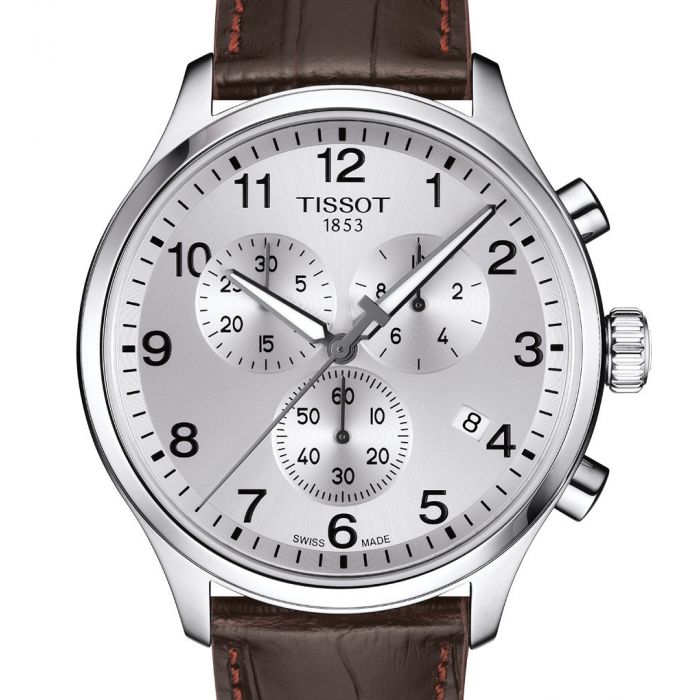 Tissot Chrono XL Silver Dial Brown Leather Strap Watch For Men - T116.617.16.037.00 Buy Now By Tissot