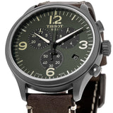 Tissot T Sport Chrono XL Green Dial Brown Leather Strap Watch For Men - T116.617.36.097.00 Buy Now By Tissot