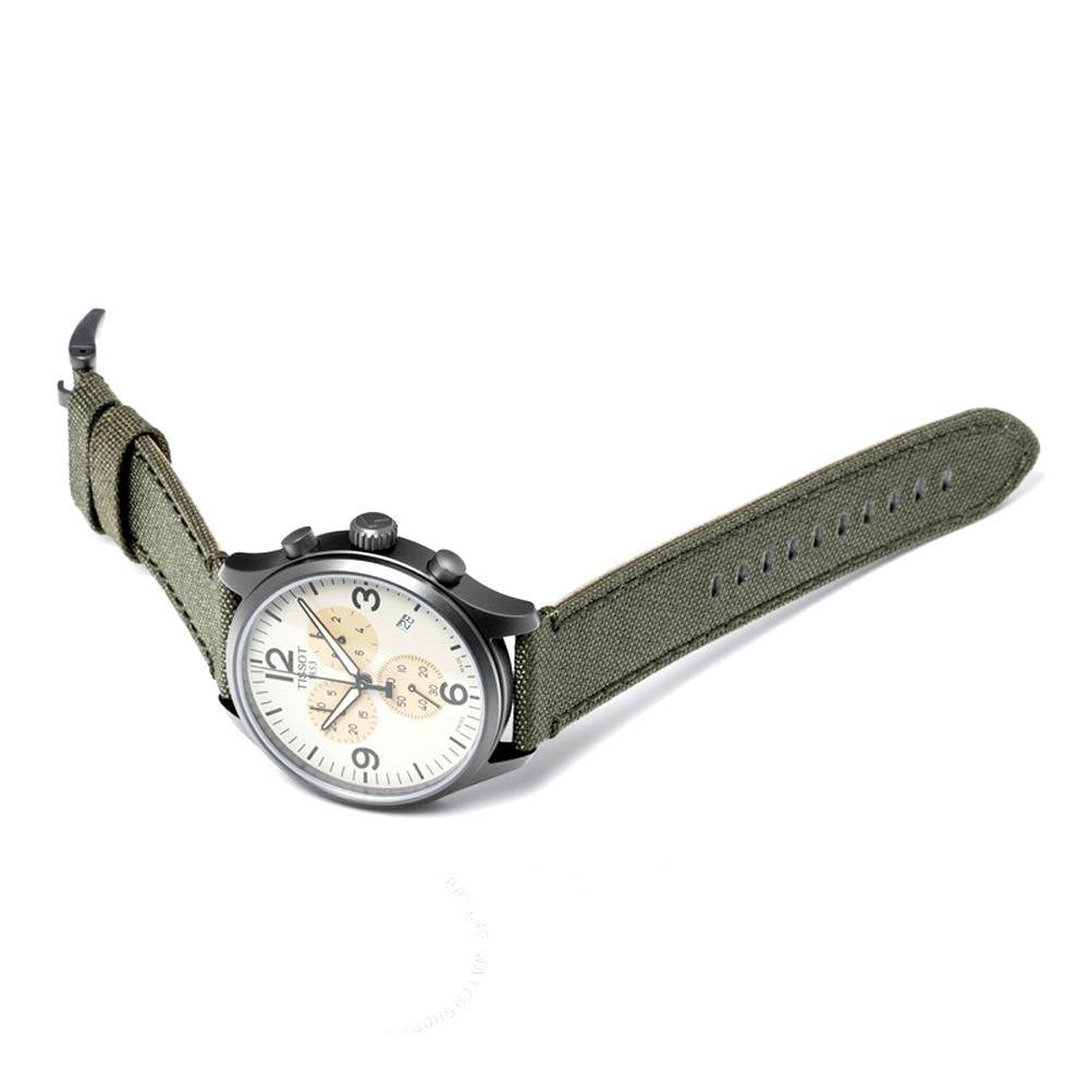 Tissot T Sport Chrono XL Beige Dial Green Nylon Strap Watch for Men - T116.617.37.267.00 Buy Now By Tissot