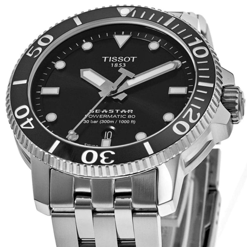 Tissot Seastar 1000 Powermatic 80 Black Dial Silver Steel Strap Watch For Men - T120.407.11.051.00 Buy Now By Tissot