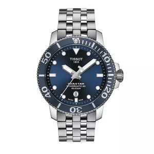 Tissot T Sport Seastar 1000 Powermatic Silicium Blue Dial Silver Steel Strap Watch For Men - T120.407.11.041.01 Buy Now By Tissot