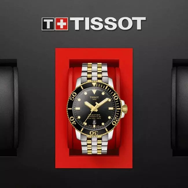 Tissot Seastar 1000 Powermatic 80 Black Dial Two Tone Steel Strap Watch For Men - T120.407.22.051.00 Buy Now By Tissot