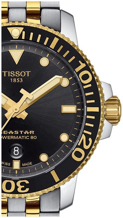 Tissot Seastar 1000 Powermatic 80 Black Dial Two Tone Steel Strap Watch For Men - T120.407.22.051.00 Buy Now By Tissot