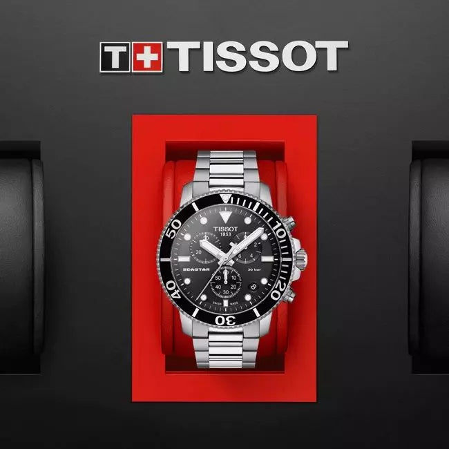 Tissot Seastar 1000 Chronograph Black Dial Silver Steel Strap Watch For Men - T120.417.11.051.00 Buy Now By Tissot