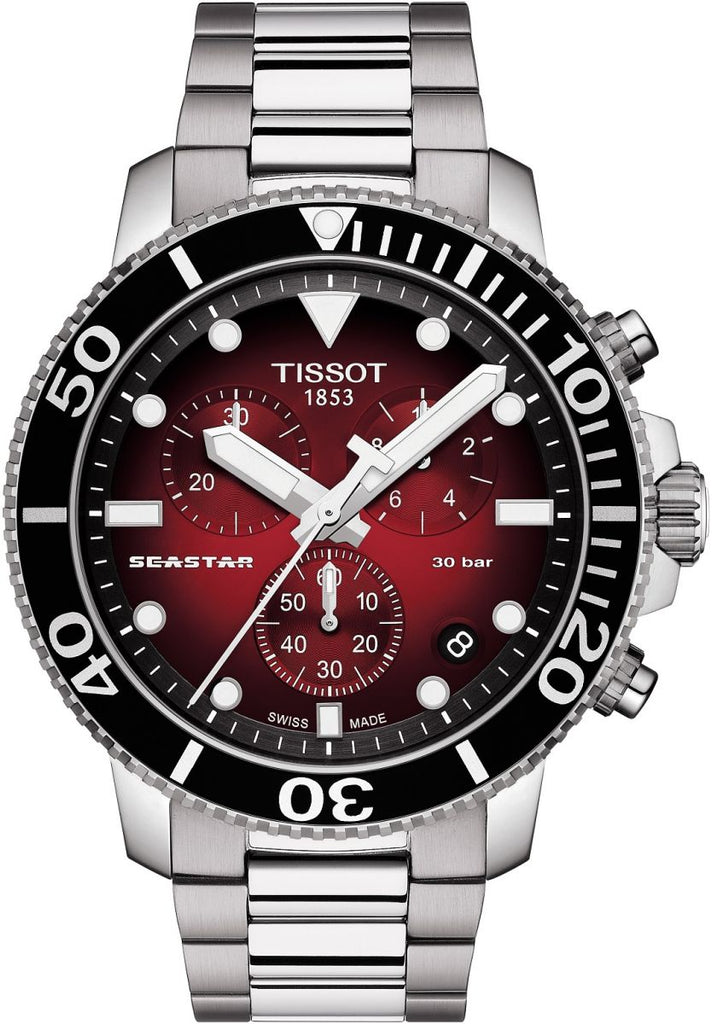 Tissot Seastar 1000 Chronograph Red Dial Silver Steel Strap Watch For Men - T120.417.11.421.00 Buy Now By Tissot
