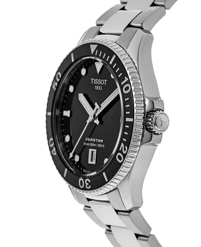 Tissot Seastar 1000 Lady Black Dial Silver Steel Strap Watch for Women - T120.210.11.051.00 Buy Now By Tissot