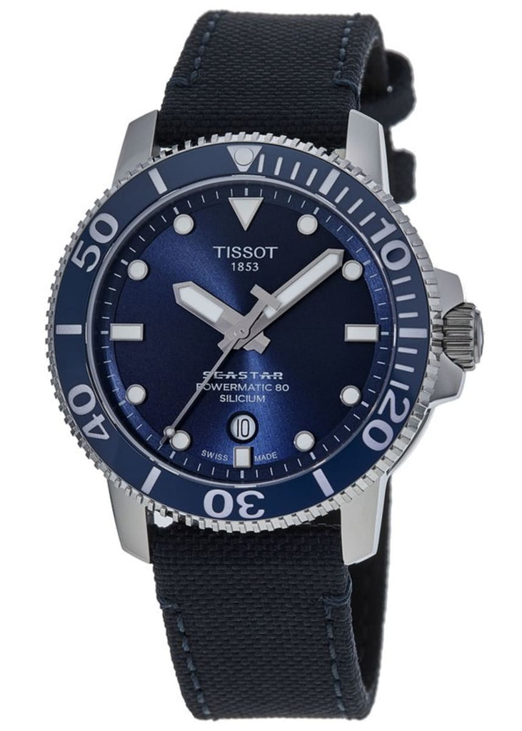 Tissot Seastar 1000 Powermatic 80 Silicium Blue Dial Blue Nylon Strap Watch For Men - T120.407.17.041.01 Buy Now By Tissot