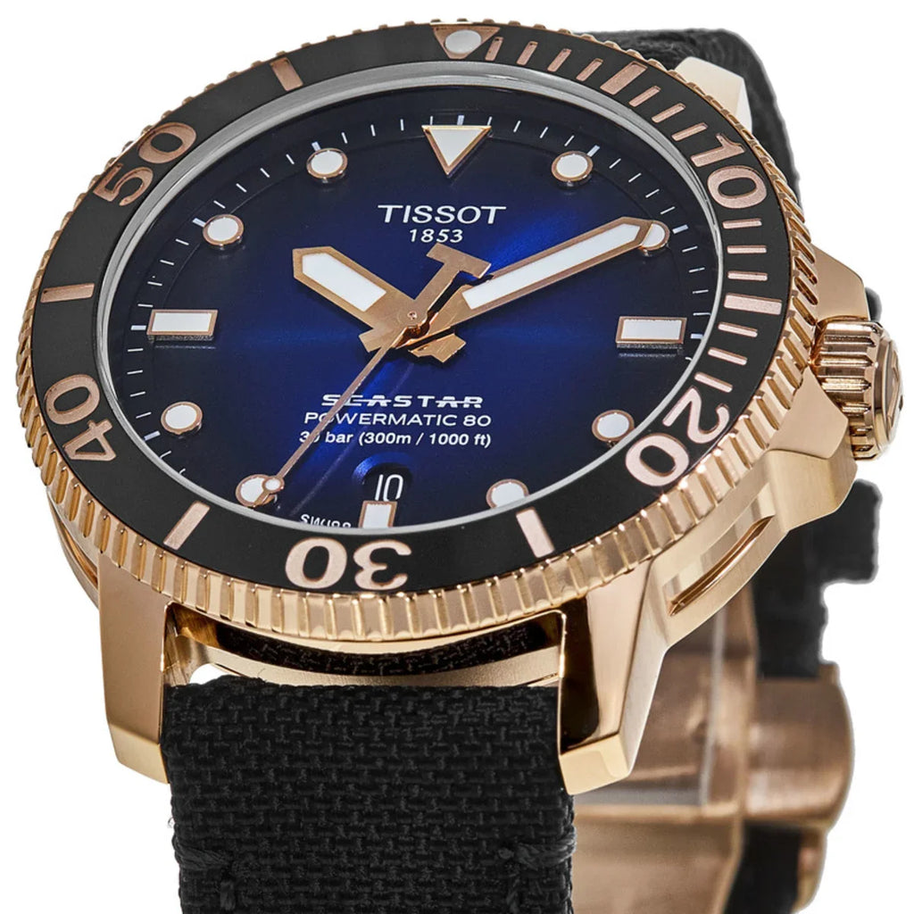 Tissot Seastar 1000 Powermatic 80 Blue Dial Blue Nylon Strap Watch for Men - T120.407.37.041.00 Buy Now By Tissot