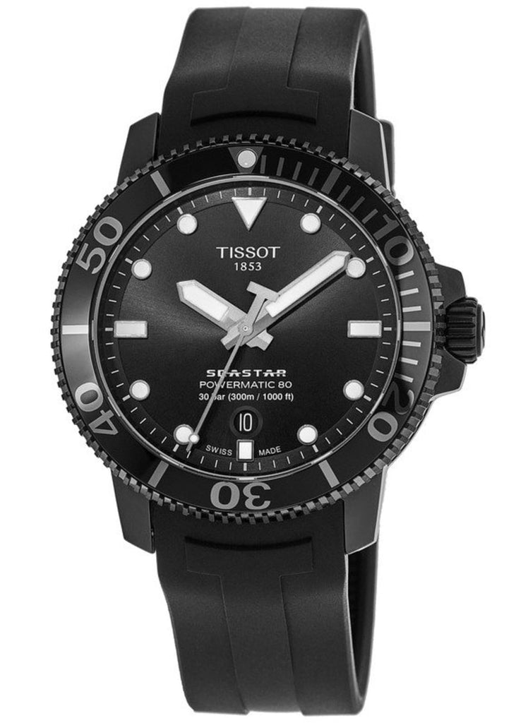Tissot Seastar 1000 Powermatic 80 Black Dial Black Rubber Strap Watch For Men - T120.407.37.051.00 Buy Now By Tissot