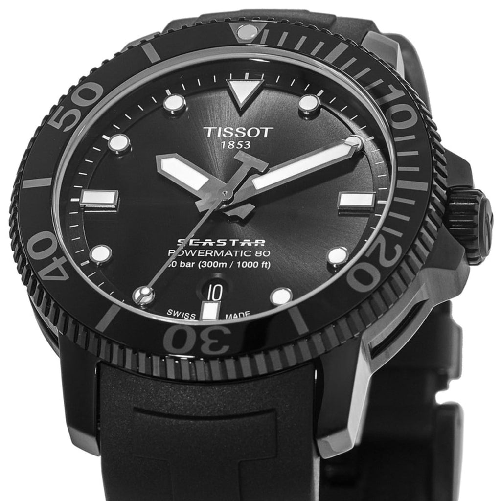Tissot Seastar 1000 Powermatic 80 Black Dial Black Rubber Strap Watch For Men - T120.407.37.051.00 Buy Now By Tissot