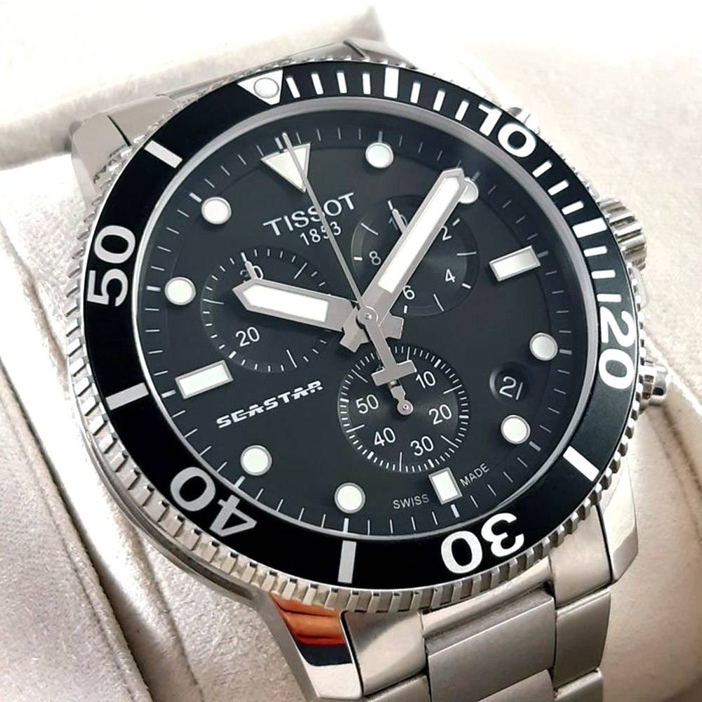 Tissot Seastar 1000 Chronograph Black Dial Silver Steel Strap Watch For Men - T120.417.11.051.00 Buy Now By Tissot