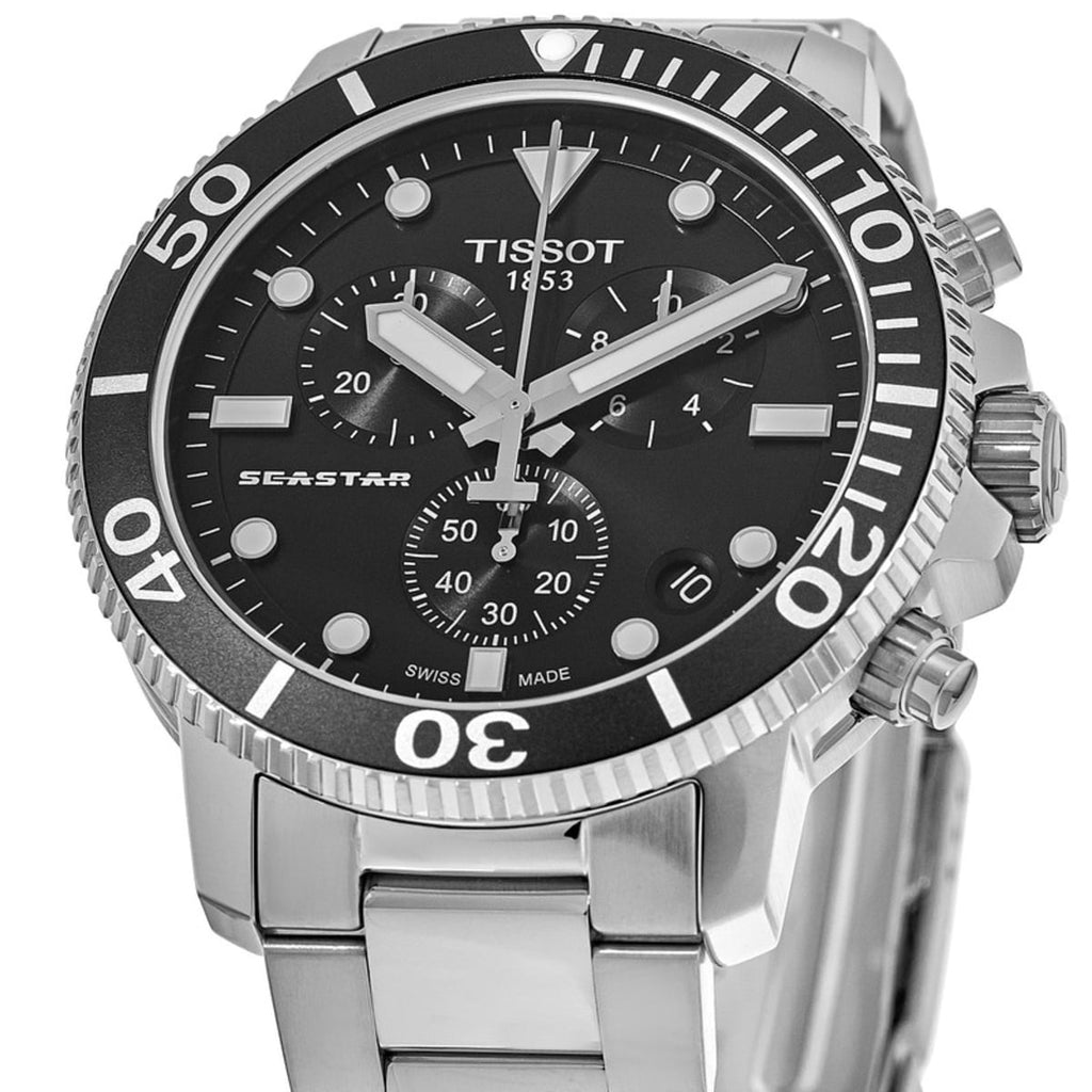 Tissot Seastar 1000 Chronograph Black Dial Silver Steel Strap Watch For Men - T120.417.11.051.00 Buy Now By Tissot