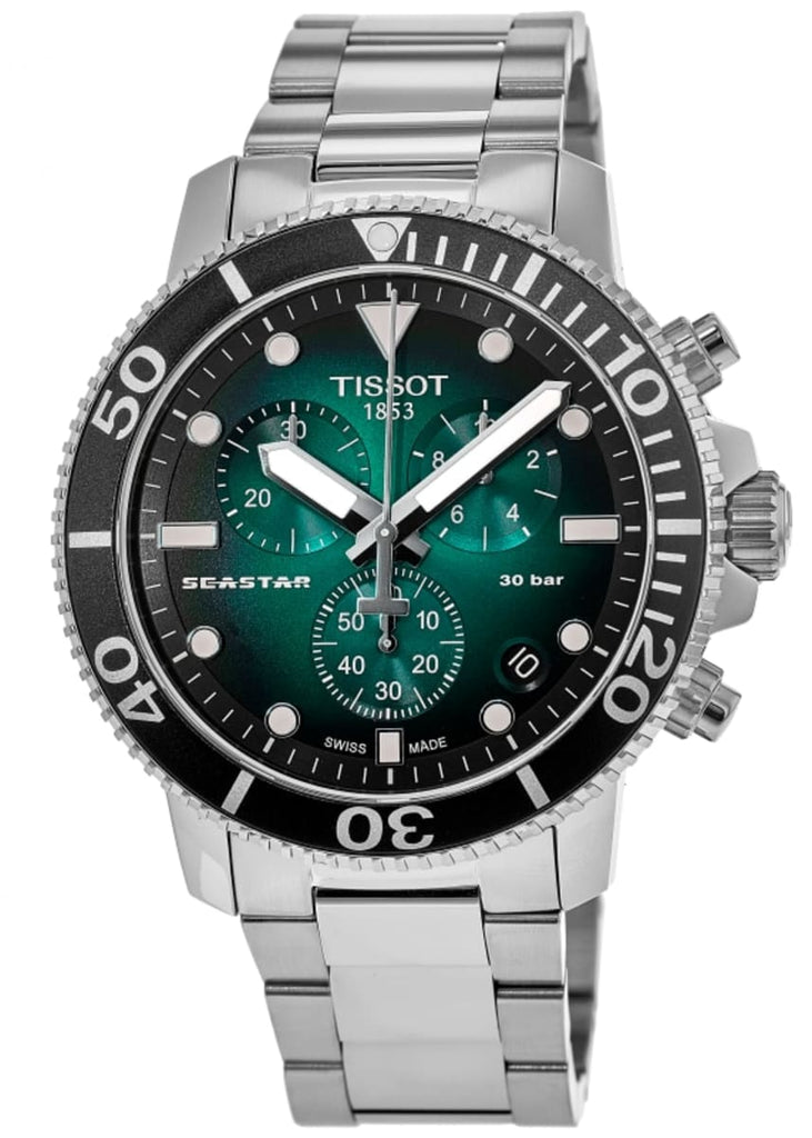 Tissot Seastar 1000 Chronograph Green Dial Silver Steel Strap Watch For Men - T120.417.11.091.01 Buy Now By Tissot