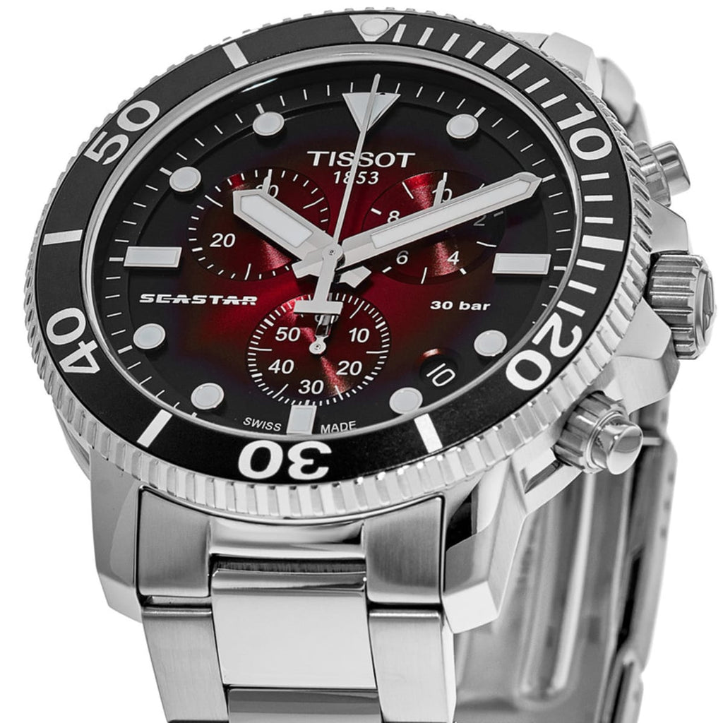 Tissot Seastar 1000 Chronograph Red Dial Silver Steel Strap Watch For Men - T120.417.11.421.00 Buy Now By Tissot