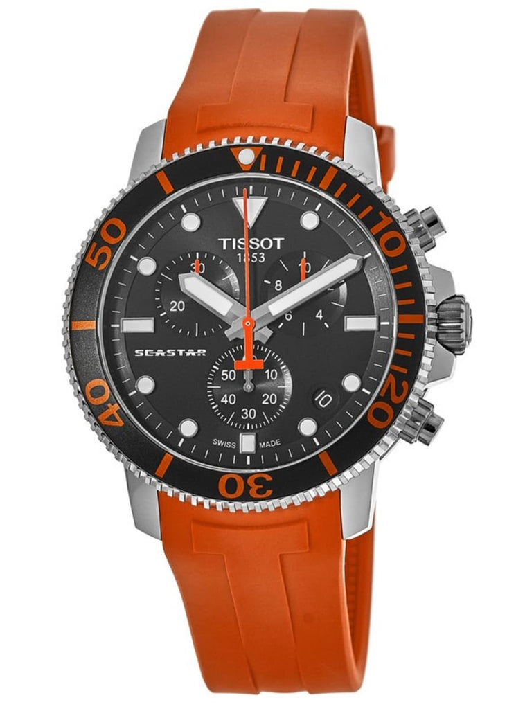 Tissot Seastar 1000 Chronograph Black Dial Orange Rubber Strap Watch For Men - T120.417.17.051.01 Buy Now By Tissot