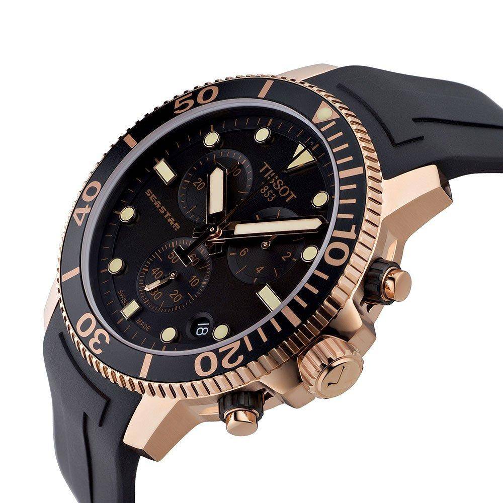 Tissot Seastar 1000 Chronograph Black Dial Black Rubber Strap Watch For Men - T120.417.37.051.00 Buy Now By Tissot