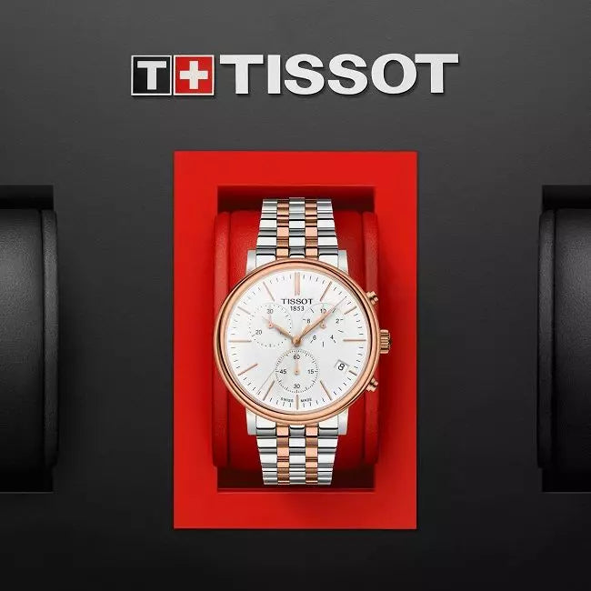 Tissot Carson Premium Chronograph White Dial Two Tone Steel Strap Watch For Men - T122.417.22.011.00 Buy Now By Tissot
